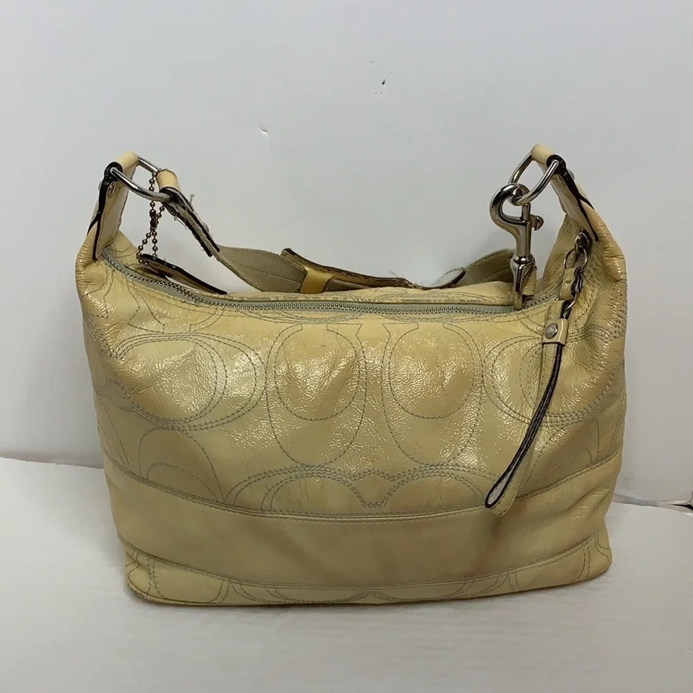 Coach creamy yellow  Patent Leather Hobo #  F17421